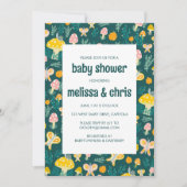 かわいいカタツムリとキノコのカスタムベイビーシャワー 招待状 (正面)