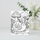 かわいいカタツムリとキノコ | カラーミー ポストカード (スタンド正面)