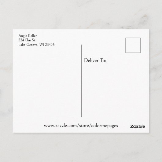 かわいいカタツムリとキノコ | カラーミー ポストカード (裏面)