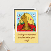 かわいいカタツムリとサマーサンシャインスマイル カード (正面/裏面インサイチュ)