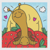 かわいいカタツムリとサマーサンシャインスマイル シール (正面)