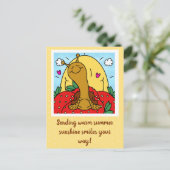 かわいいカタツムリとサマーサンシャインスマイル ポストカード (スタンド正面)