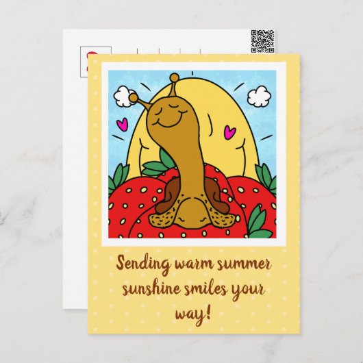 かわいいカタツムリとサマーサンシャインスマイル ポストカード (正面/裏面)