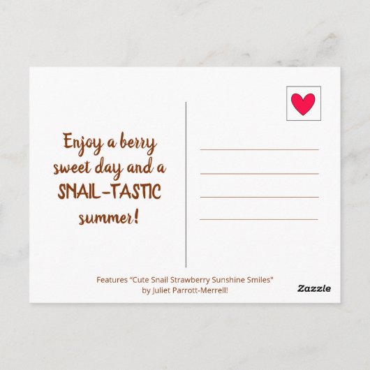 かわいいカタツムリとサマーサンシャインスマイル ポストカード (裏面)