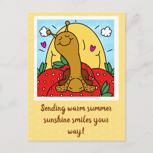 かわいいカタツムリとサマーサンシャインスマイル ポストカード (正面)