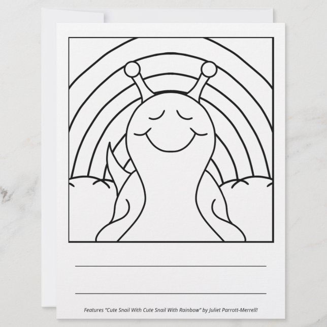 かわいいカタツムリと虹 | カラーリングページ (正面)