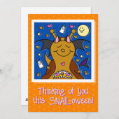 かわいいカタツムリにコウモリの羽 ハッピー ハロウィン シーズンカード (正面/裏面)