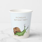 かわいいカタツムリのキッズパーソナライズされた誕生日 紙コップ (正面)