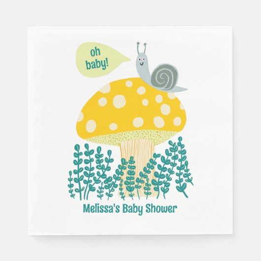 かわいいカタツムリのキノコかわいい蝶の赤ちゃんシャワー スタンダードランチョンナプキン (正面)