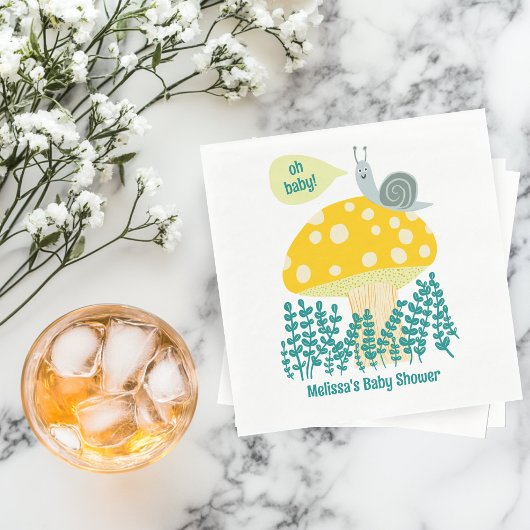 かわいいカタツムリのキノコかわいい蝶の赤ちゃんシャワー スタンダードランチョンナプキン