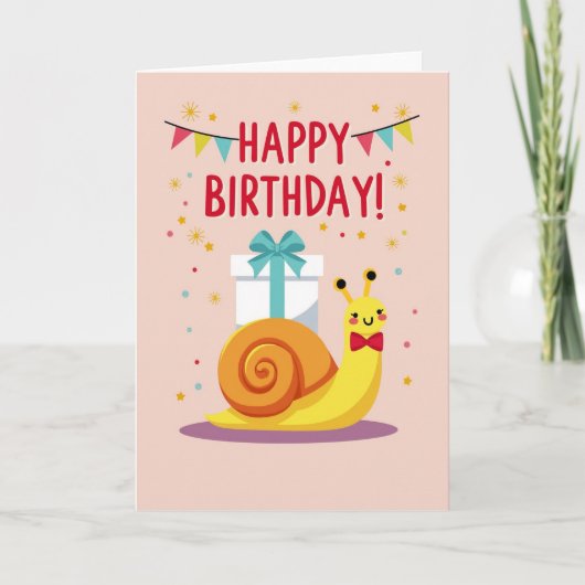 かわいいカタツムリのギフト 誕生日カード カード (正面)