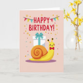 かわいいカタツムリのギフト 誕生日カード カード (黄色い花)
