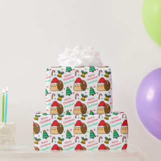 かわいいカタツムリのクリスマスツリーホリデー ラッピングペーパー