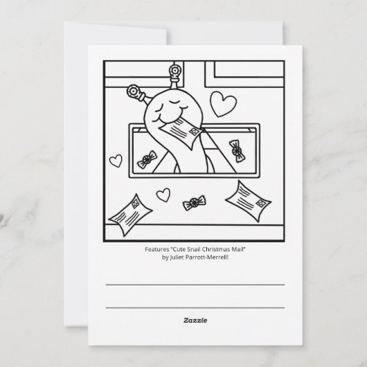かわいいカタツムリのクリスマスメールの着色 シーズンカード (裏面)