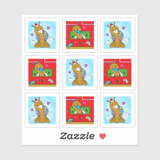 かわいいカタツムリのクリスマスメール小さなアートシリーズ シール (シート)