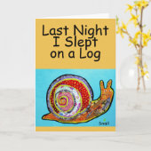 かわいいカタツムリのグリーティングカード カード (黄色い花)