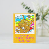 かわいいカタツムリのグルービー夏のメールこんにちは ポストカード (スタンド正面)