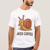 かわいいカタツムリのコーヒーステッカー Tシャツ (正面)