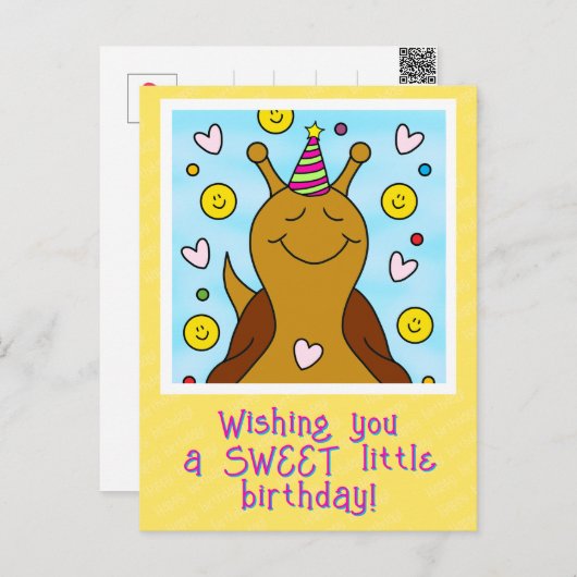 かわいいカタツムリのスイートリトル誕生日ポストカード ポストカード (正面/裏面)