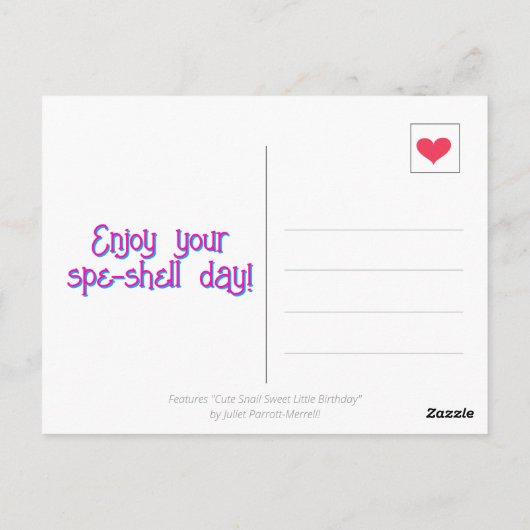 かわいいカタツムリのスイートリトル誕生日ポストカード ポストカード (裏面)