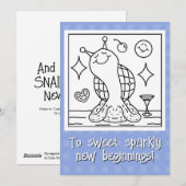 かわいいカタツムリのディスコボール ハッピー・ニュー・イヤー ぬりえ シーズンカード (正面/裏面)