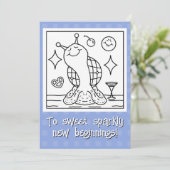 かわいいカタツムリのディスコボール ハッピー・ニュー・イヤー ぬりえ シーズンカード (スタンド正面)