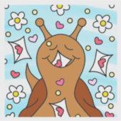 かわいいカタツムリのバレンタイン | ビニル シール (正面)