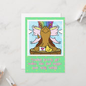 かわいいカタツムリのピンクのヘアリボン女かわいらしの子のスマイル カード (正面/裏面インサイチュ)