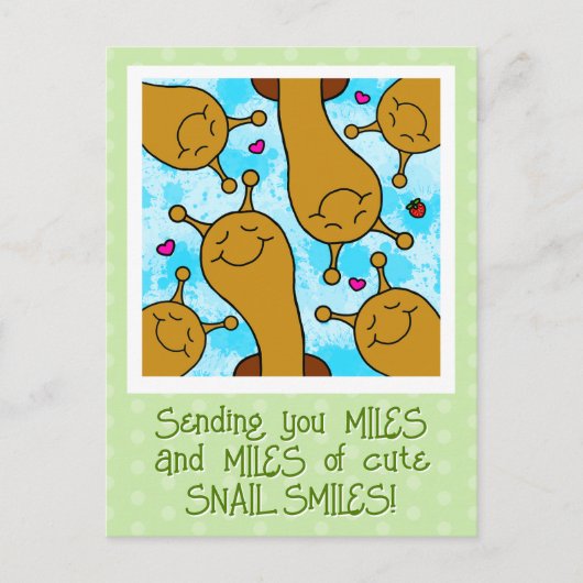 かわいいカタツムリのマイルのスマイル友情 ポストカード (正面)