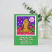 かわいいカタツムリのロイヤルおもしろいサマーストロベリームーン ポストカード (スタンド正面)