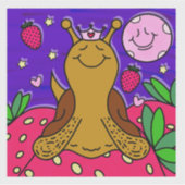 かわいいカタツムリのロイヤルに楽しい夏のイチゴ月 シール (正面)
