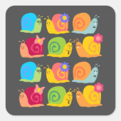 かわいいカタツムリの子供たちのデザイン スクエアシール (正面)
