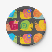 かわいいカタツムリの子供たちのデザイン ペーパープレート (正面)