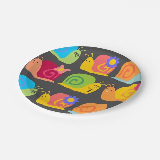 かわいいカタツムリの子供たちのデザイン ペーパープレート (アングル)