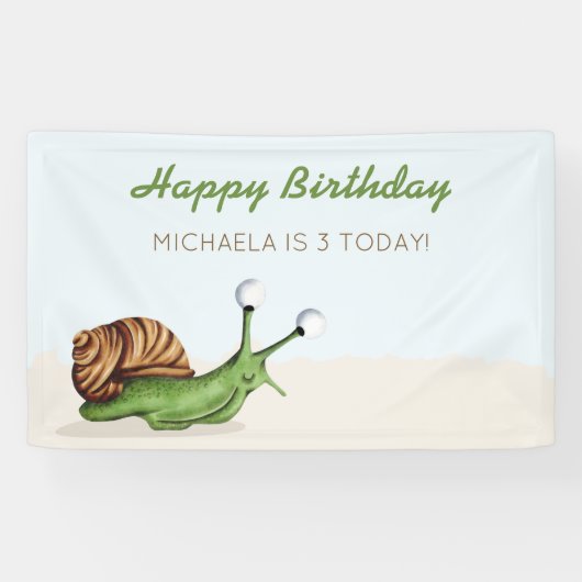 かわいいカタツムリの子供の誕生日 横断幕 (横)