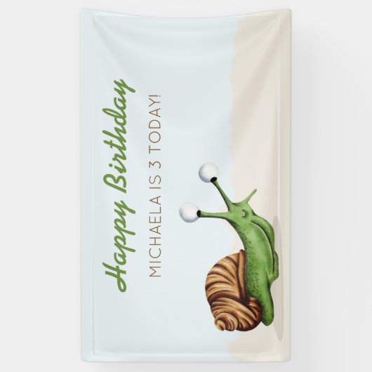 かわいいカタツムリの子供の誕生日 横断幕 (縦)