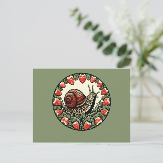 かわいいカタツムリの実カタツムリのアートカタツムリの郵便 シーズンポストカード (スタンド正面)