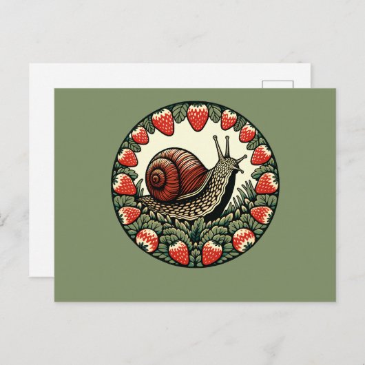 かわいいカタツムリの実カタツムリのアートカタツムリの郵便 シーズンポストカード (正面/裏面)
