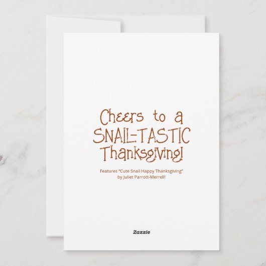 かわいいカタツムリの幸せな感謝祭 シーズンカード (裏面)