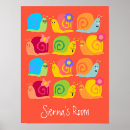 かわいいカタツムリの幸せ ポスター