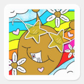 かわいいカタツムリの溝深い夏の郵便広場 スクエアシール (正面)