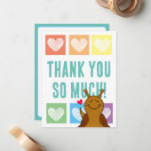 かわいいカタツムリの虹ハートありがとう | ノートカード (正面/裏面インサイチュ)