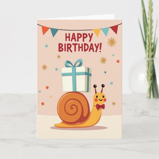 かわいいカタツムリの誕生日カード カード (正面)