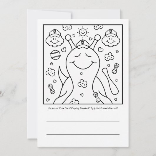 かわいいカタツムリの野球恵みの色 | あいさつ カード (裏面)