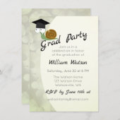 かわいいカタツムリをテーマにした卒業パーティー招待状 招待状 (正面/裏面)