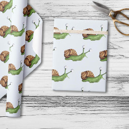 かわいいカタツムリイラストレーション模様 ラッピングペーパー