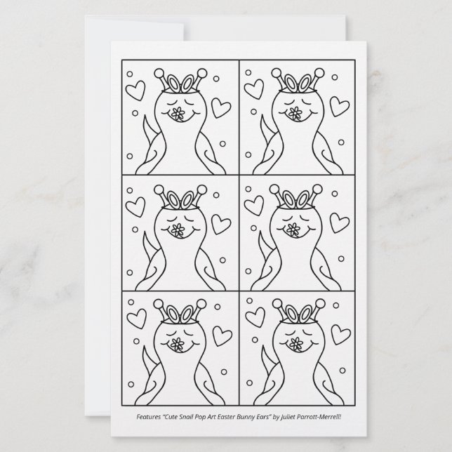 かわいいカタツムリポップ・アートのアートバニーイヤーイースターカラーリングページ (正面)