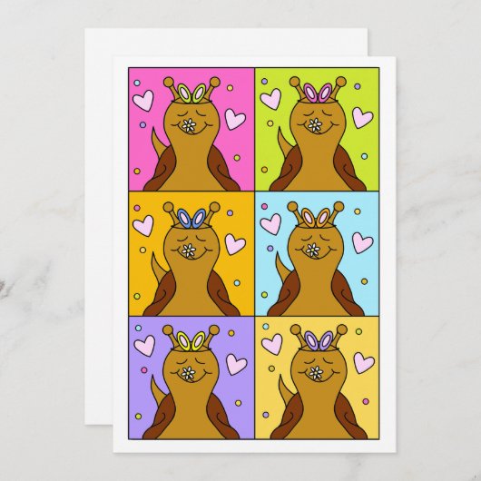 かわいいカタツムリポップ・アートのアートバニーイヤーイースター シーズンカード (正面/裏面)