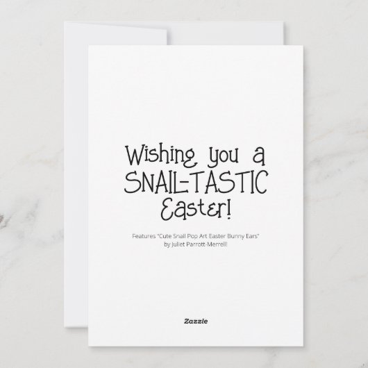 かわいいカタツムリポップ・アートのアートバニーイヤーイースター シーズンカード (裏面)