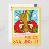 かわいいカタツムリ先生感謝の日ありがとう ポストカード (正面/裏面)